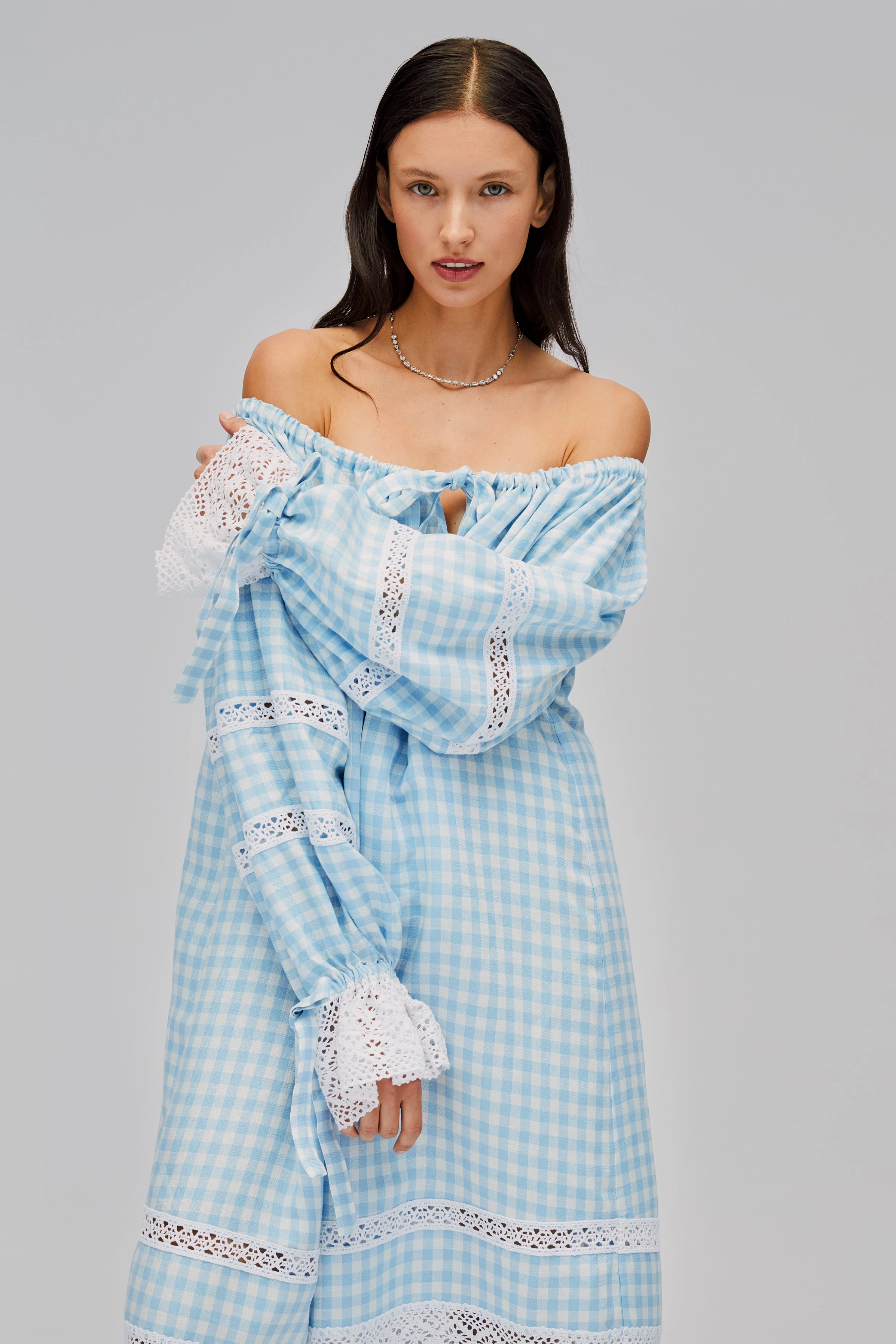 Romantica Lounge Dress in Blue Vichy