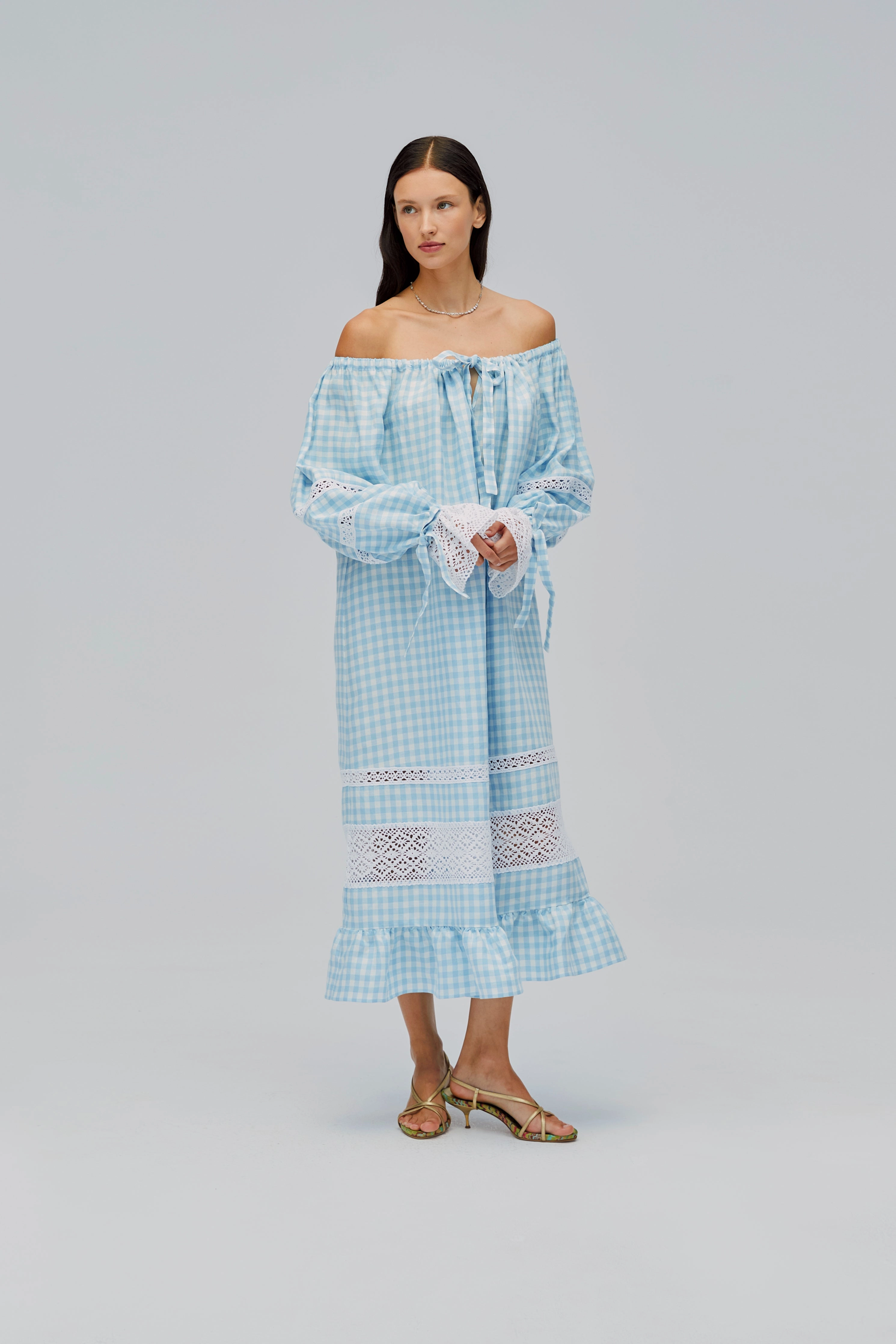 Romantica Lounge Dress in Blue Vichy