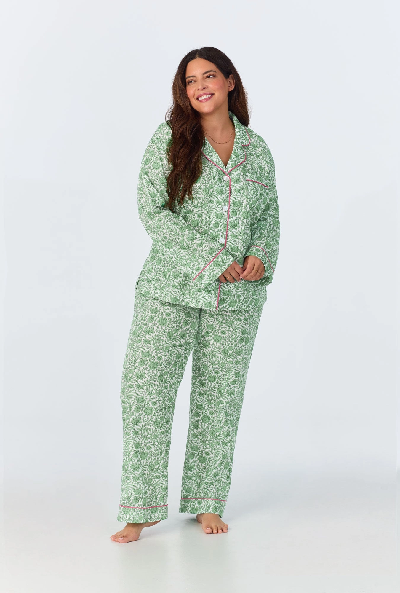 Sambourne Long Sleeve Classic Woven Cotton Tana Lawn Long PJ Set Made with Liberty Fabrics