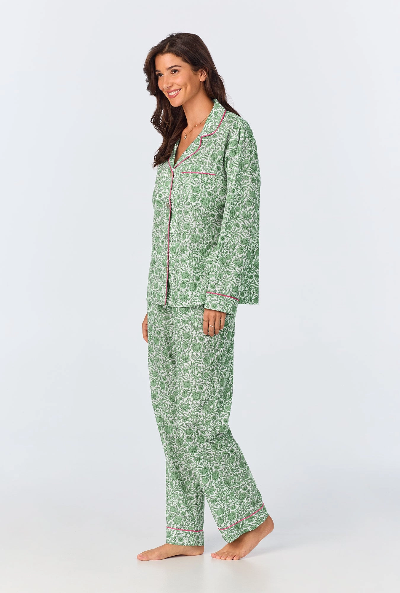 Sambourne Long Sleeve Classic Woven Cotton Tana Lawn Long PJ Set Made with Liberty Fabrics