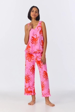 Sea Dreamers Ruffle Tank Stretch Cropped PJ Set