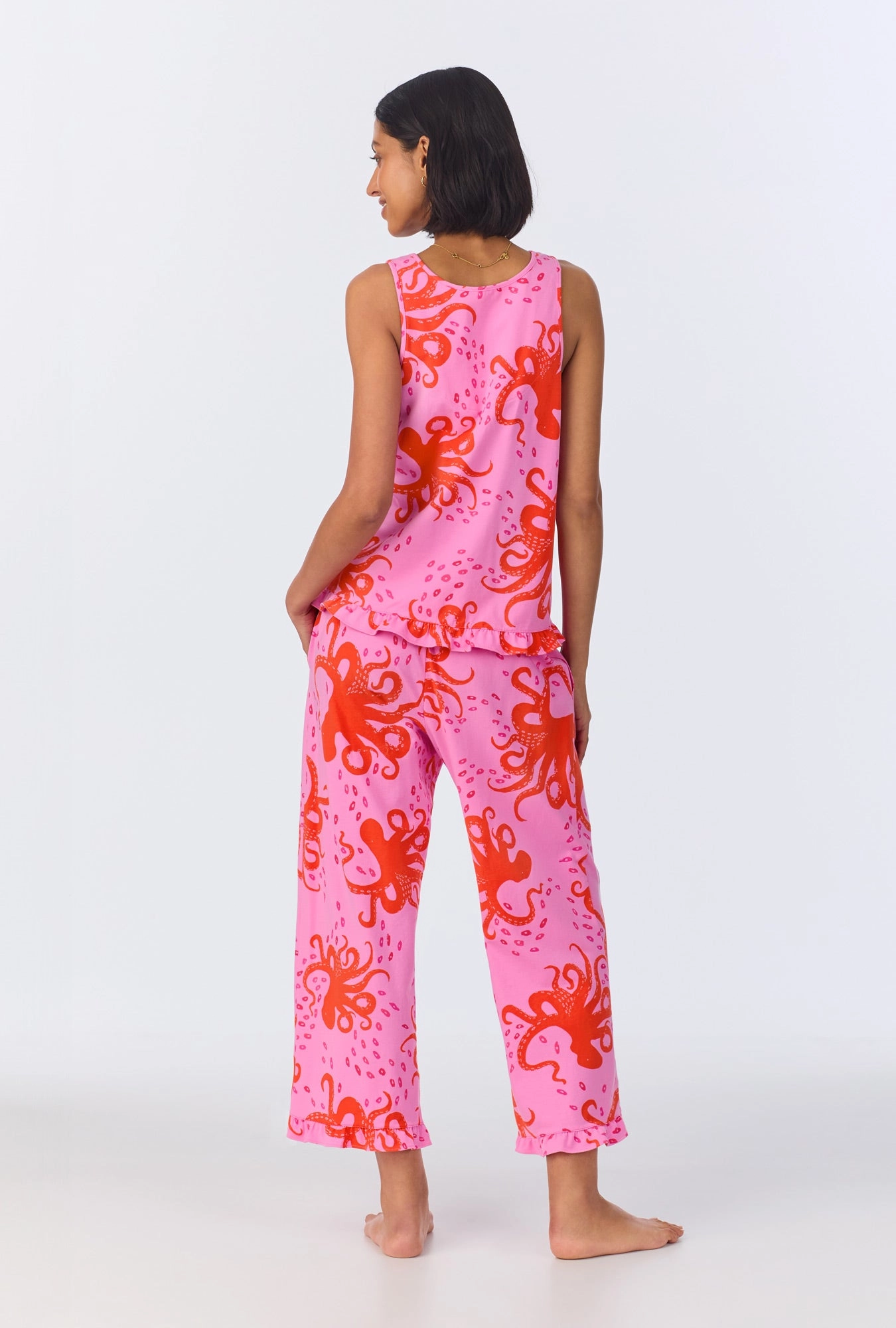 Sea Dreamers Ruffle Tank Stretch Cropped PJ Set