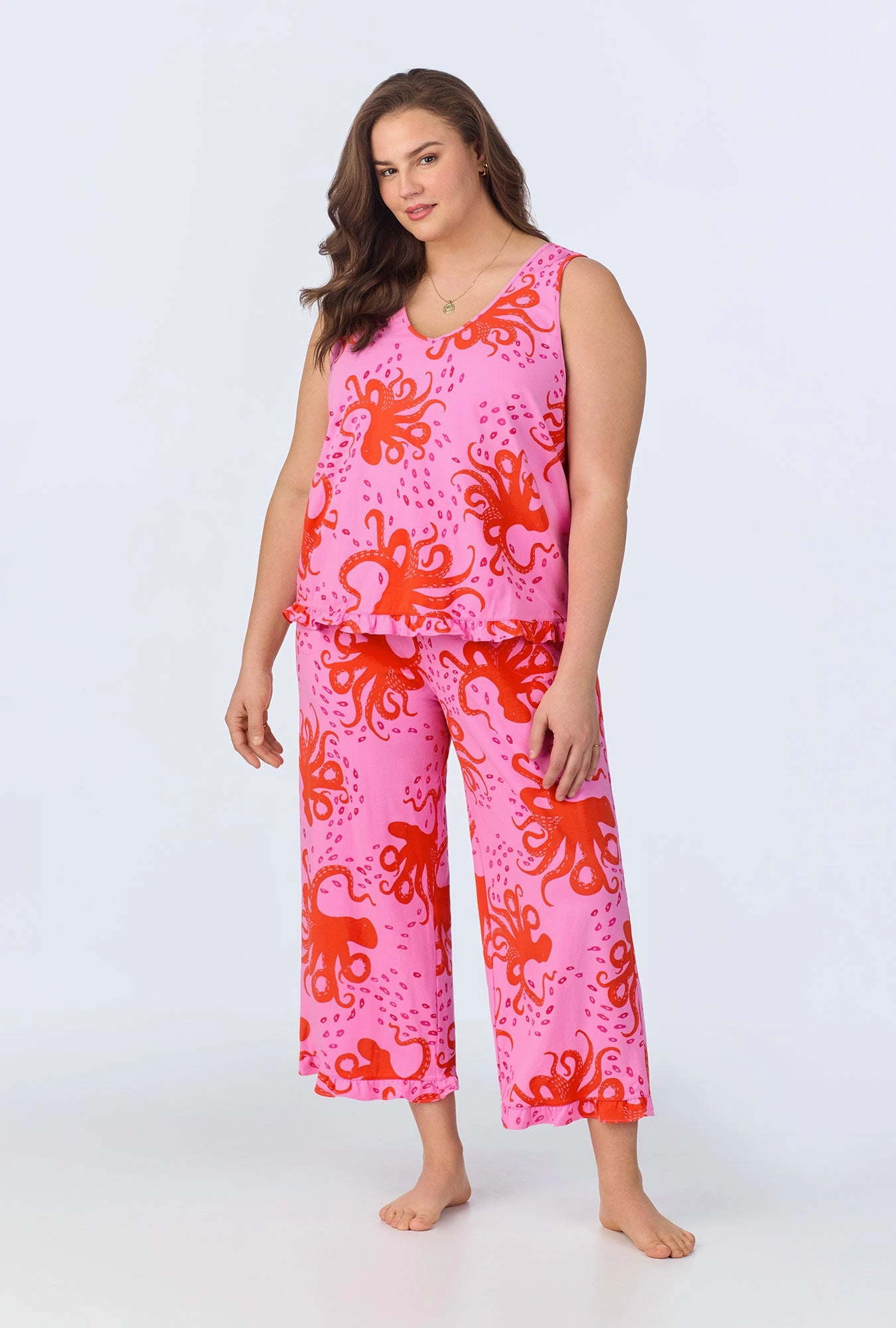Sea Dreamers Ruffle Tank Stretch Cropped PJ Set