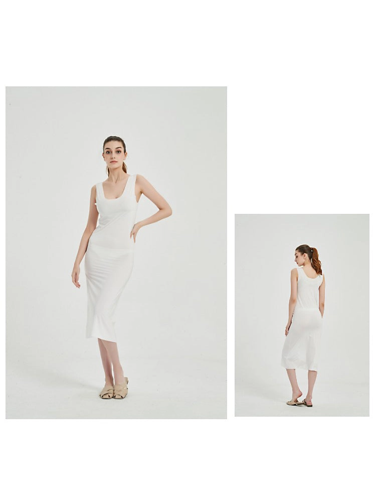 Sexy Seamless Long Ice Silk Slip Night Dresses 