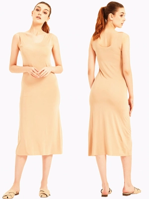 Sexy Seamless Long Ice Silk Slip Night Dresses 