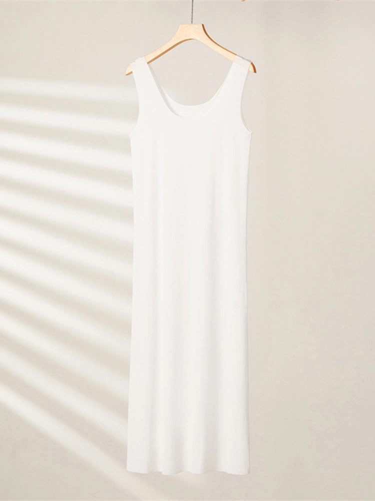 Sexy Seamless Long Ice Silk Slip Night Dresses 