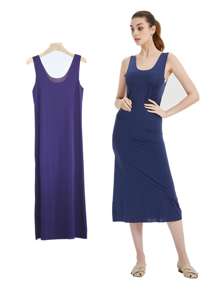 Sexy Seamless Long Ice Silk Slip Night Dresses 