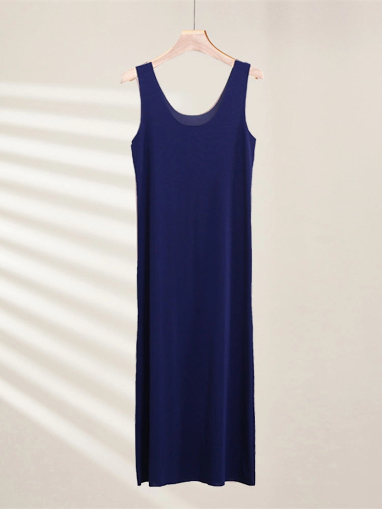 Sexy Seamless Long Ice Silk Slip Night Dresses 