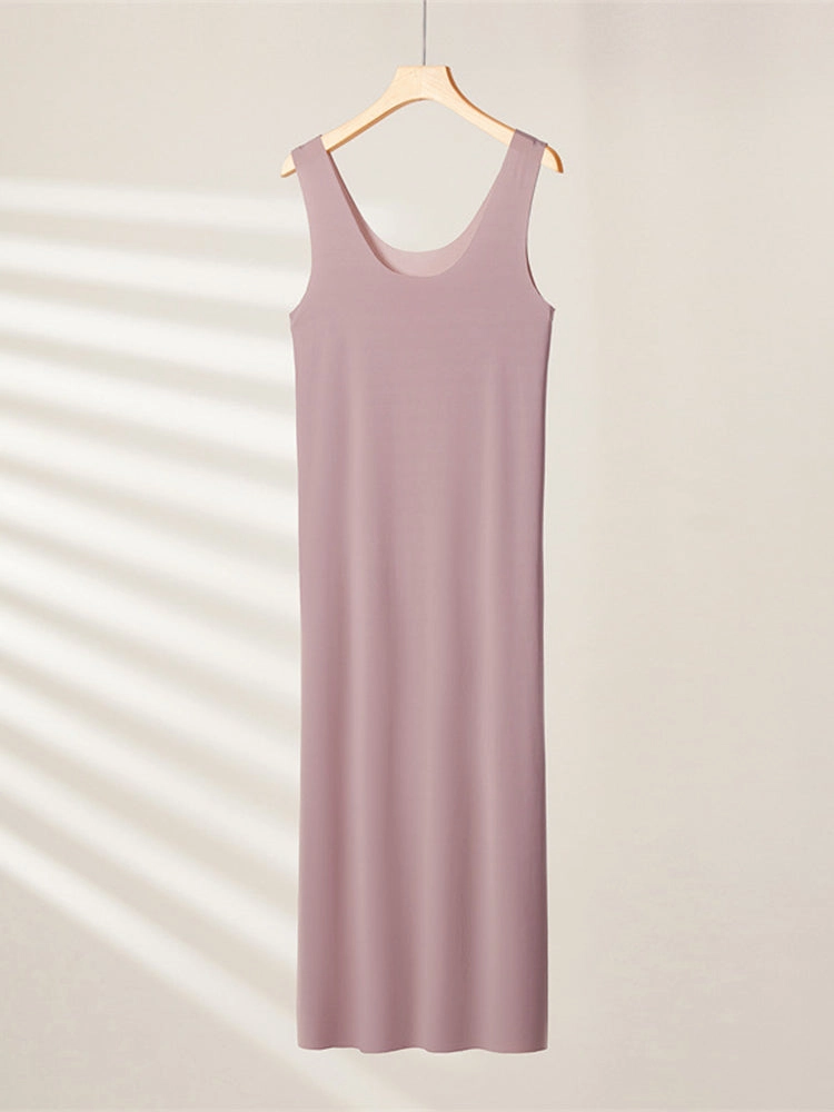 Sexy Seamless Long Ice Silk Slip Night Dresses 