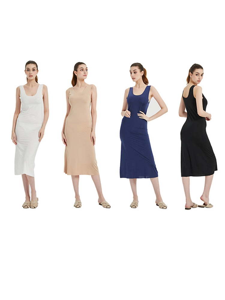 Sexy Seamless Long Ice Silk Slip Night Dresses 