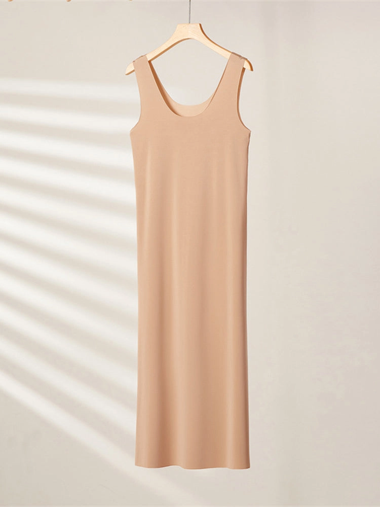 Sexy Seamless Long Ice Silk Slip Night Dresses 