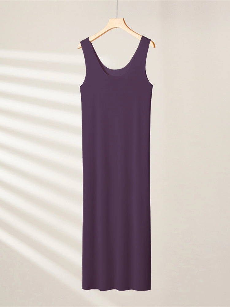 Sexy Seamless Long Ice Silk Slip Night Dresses 