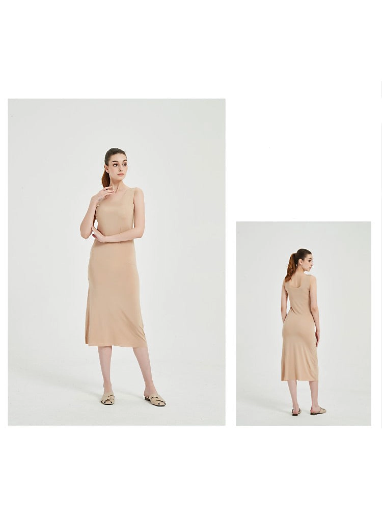 Sexy Seamless Long Ice Silk Slip Night Dresses 