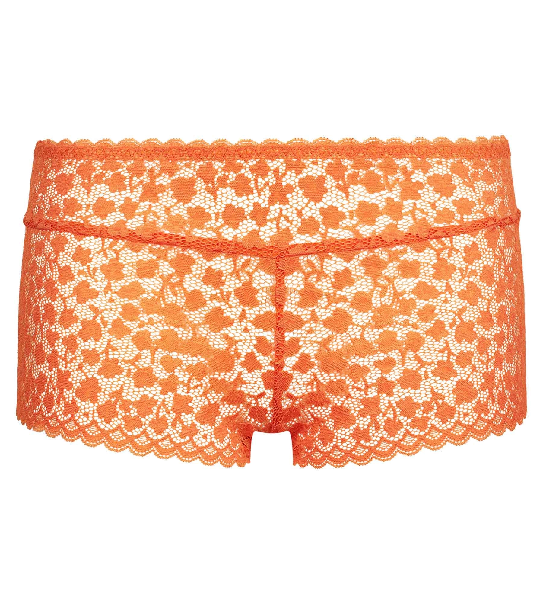Shorty pour femme en dentelle florale orange Daisy Lace