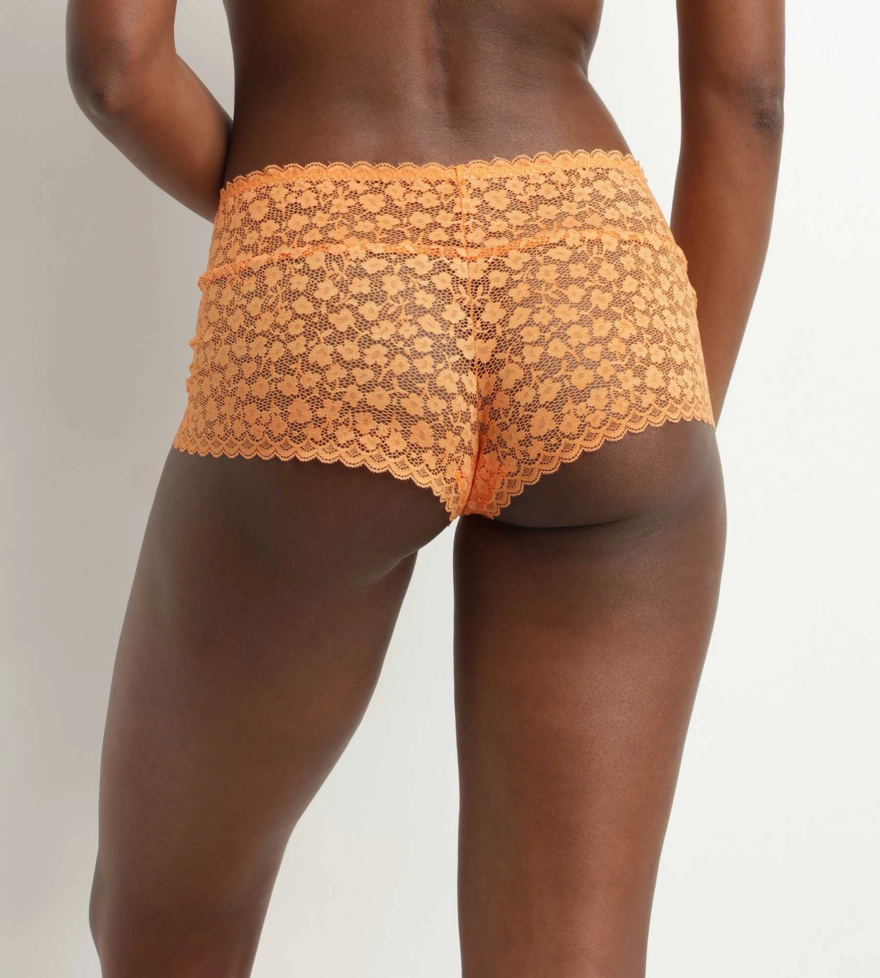 Shorty pour femme en dentelle florale orange Daisy Lace