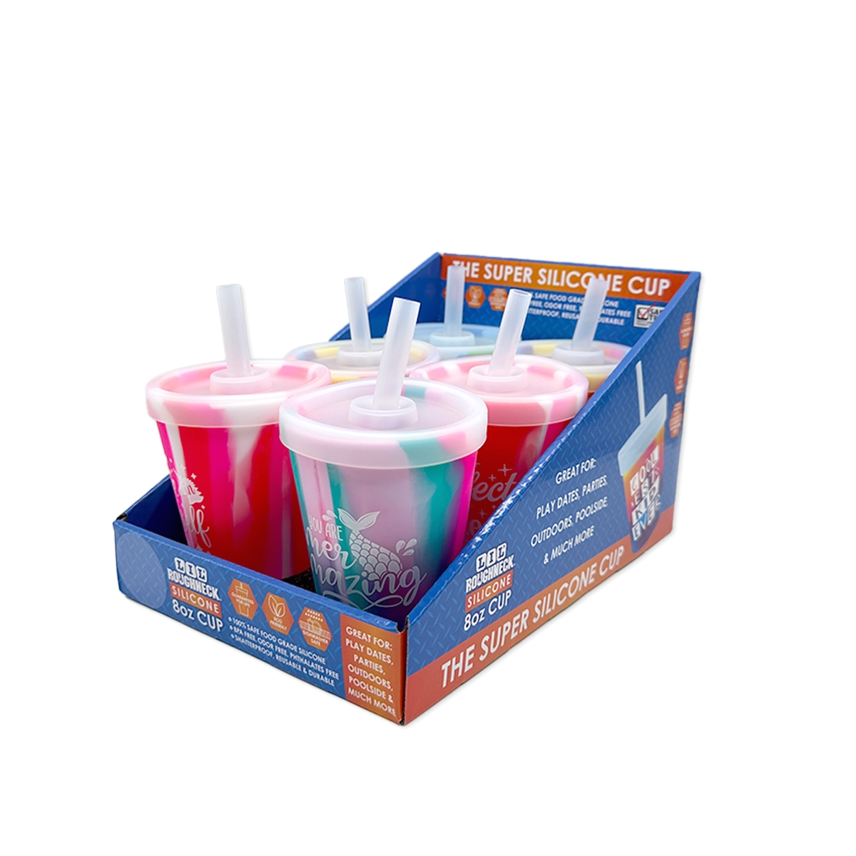 Silicone 8oz Kids Toddler Kiddo Super Cups - 6 Pieces Per Retail Ready Display 25604