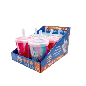 Silicone 8oz Kids Toddler Kiddo Super Cups - 6 Pieces Per Retail Ready Display 25604