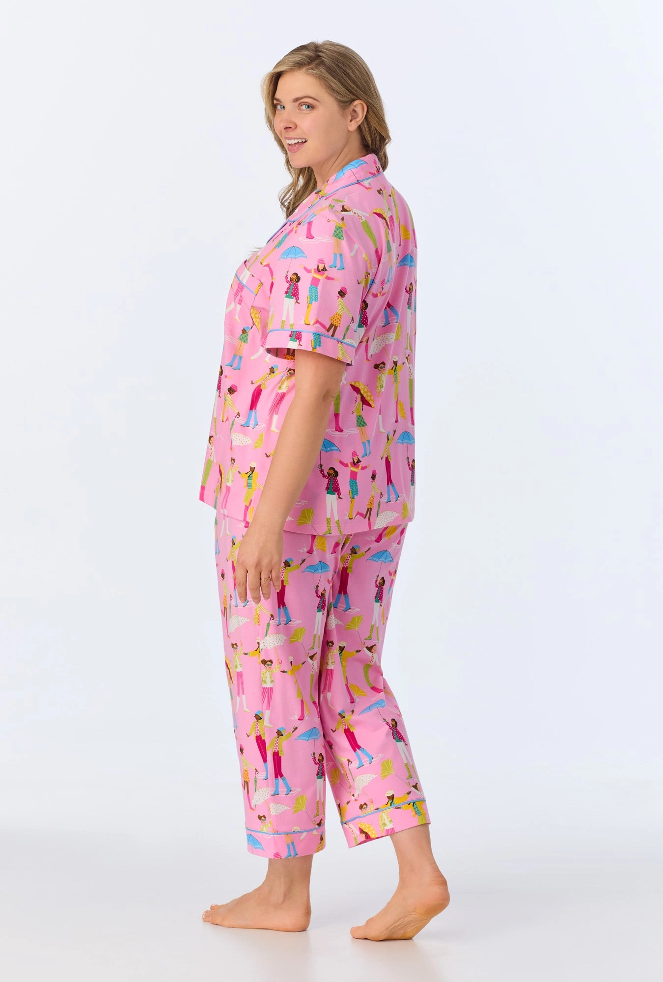 Spring Showers  Short Sleeve Classic Stretch Jersey Cropped PJ Set