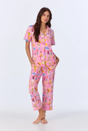 Spring Showers  Short Sleeve Classic Stretch Jersey Cropped PJ Set