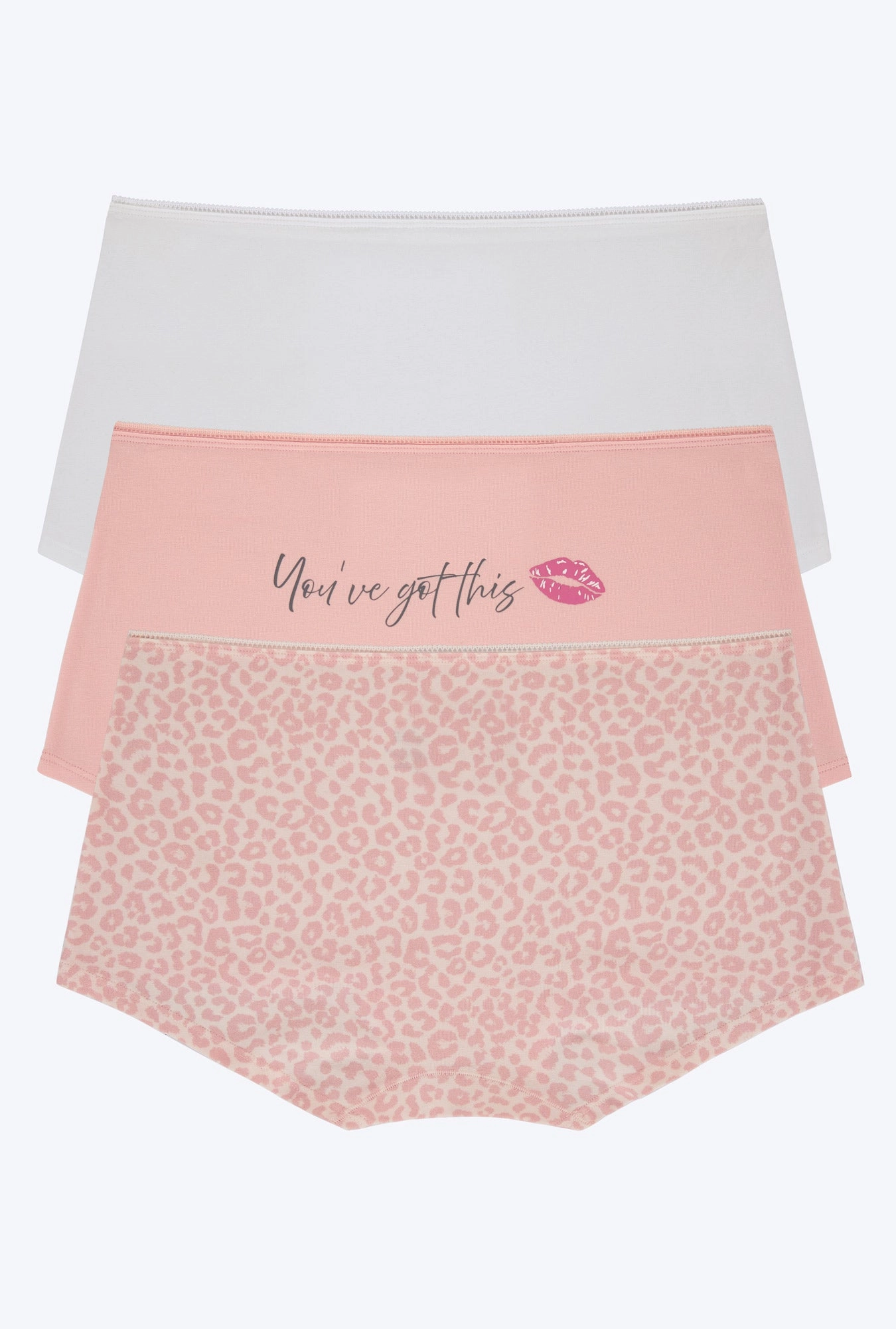 Stretch Jersey Boyshort Underwear 3 Pack-White Blush Animal Instinct