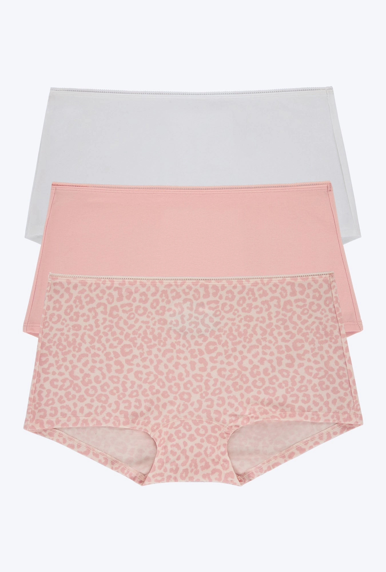 Stretch Jersey Boyshort Underwear 3 Pack-White Blush Animal Instinct