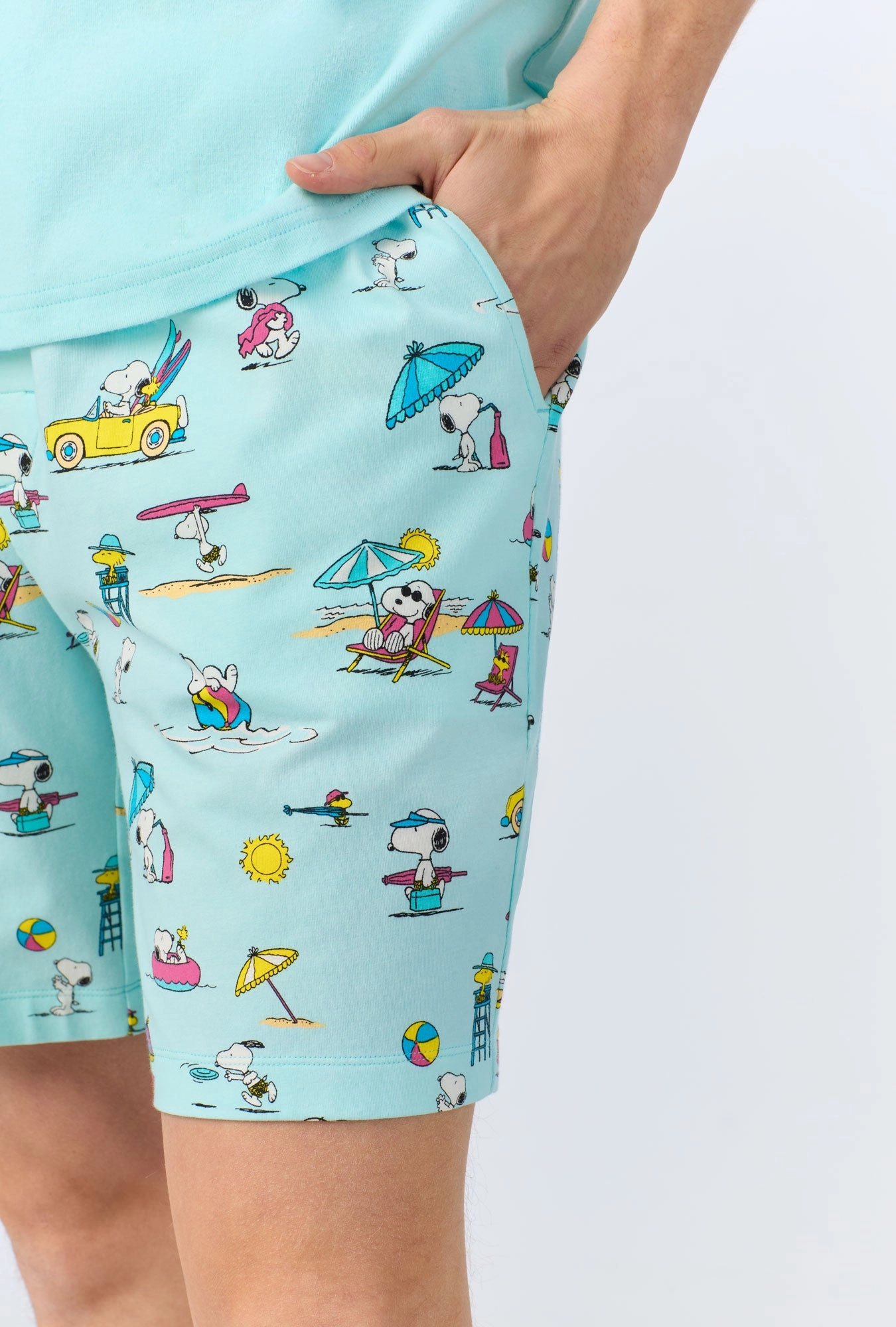 Surfside Snoopy® Men's Short Sleeve Henley Stretch Jersey Boxer PJ Set