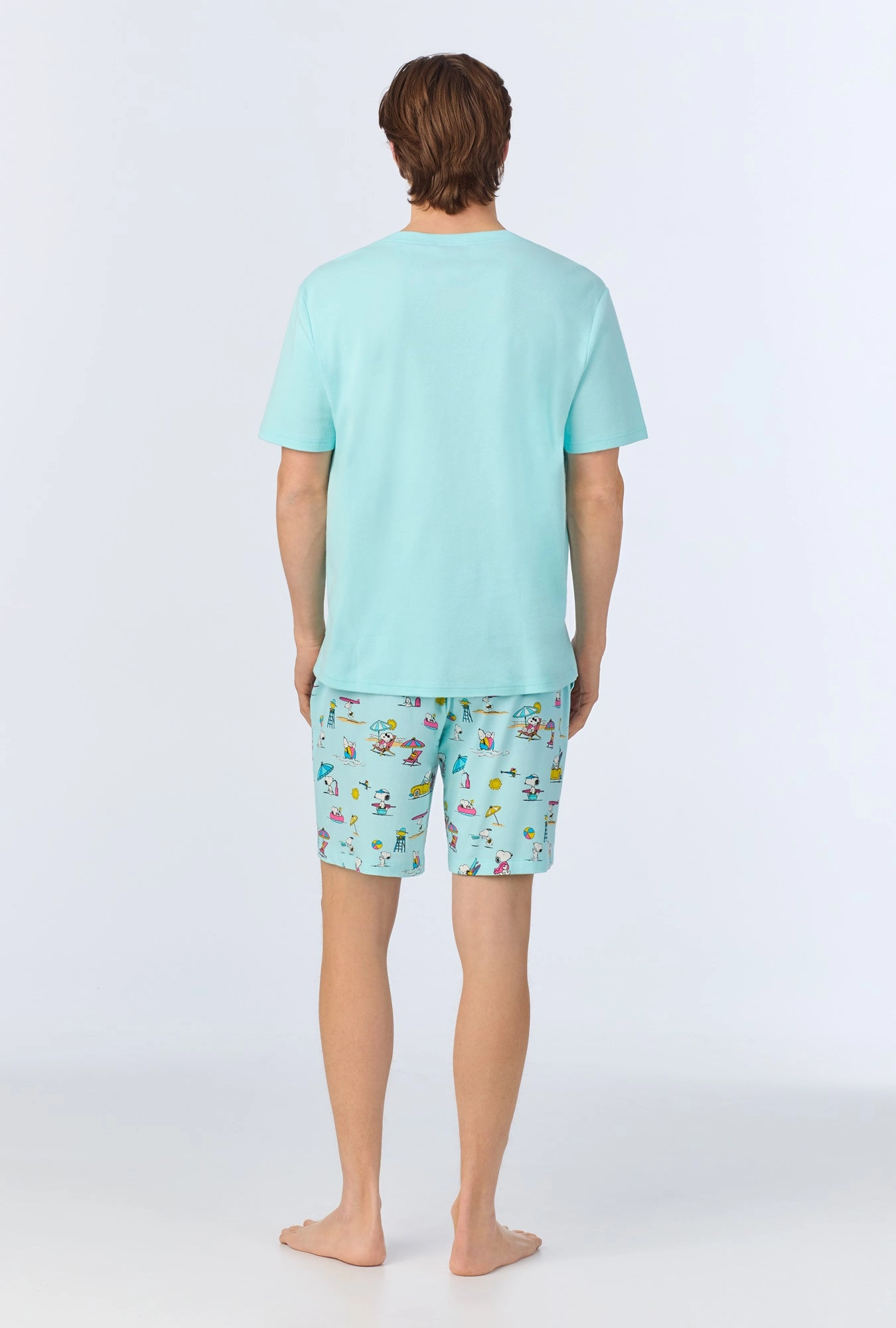 Surfside Snoopy® Men's Short Sleeve Henley Stretch Jersey Boxer PJ Set