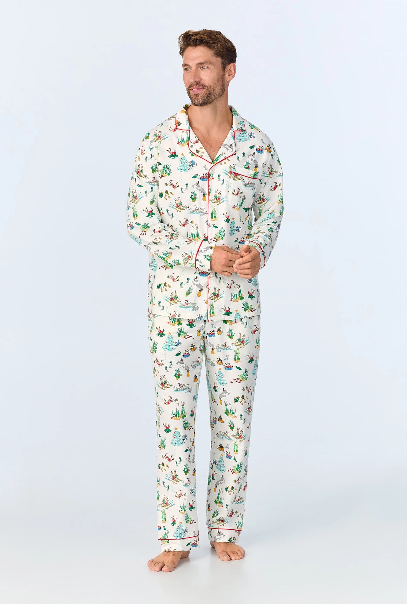 Tis The Sea-Son Men's Long Sleeve Classic Stretch Jersey PJ Set