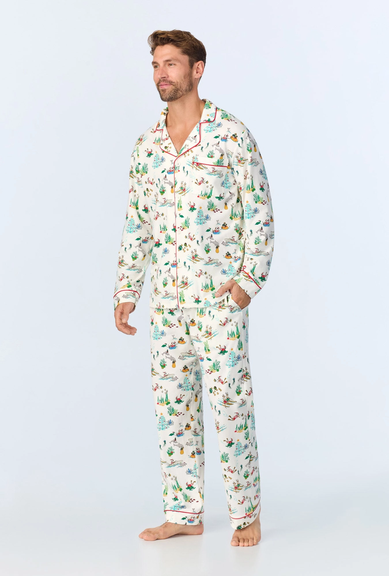 Tis The Sea-Son Men's Long Sleeve Classic Stretch Jersey PJ Set