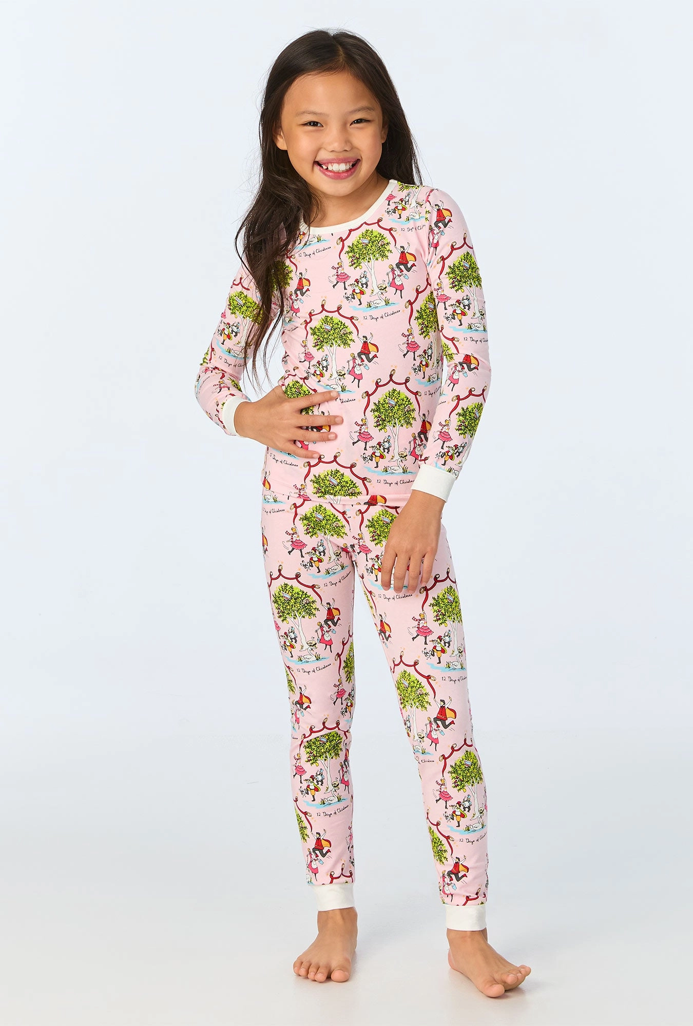 Twelve Days of Christmas Long Sleeve Stretch Jersey Kids PJ Set
