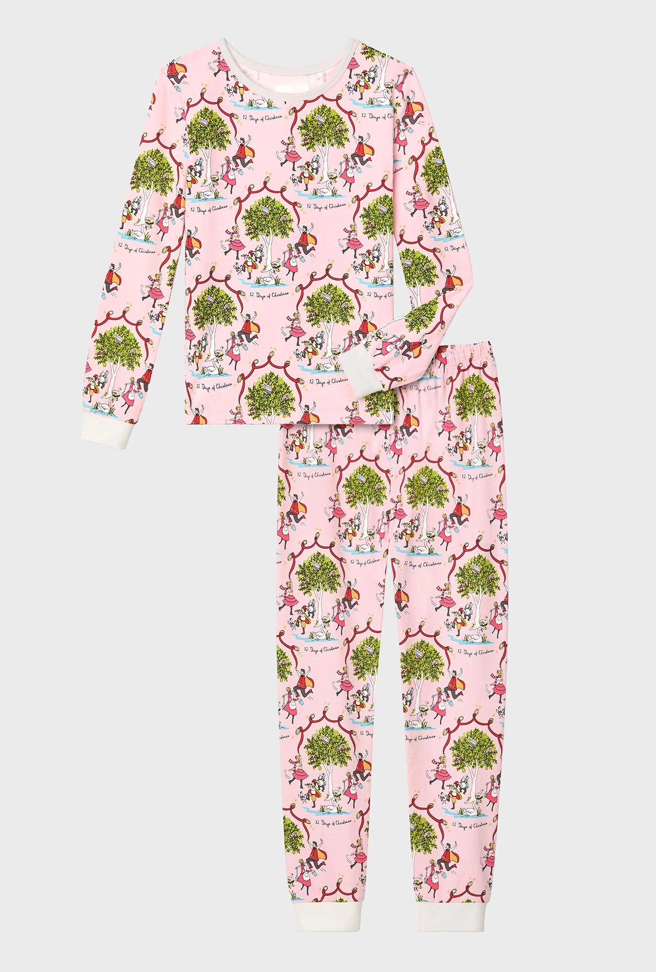 Twelve Days of Christmas Long Sleeve Stretch Jersey Kids PJ Set