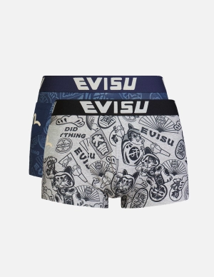 Two-Pack Allover EVISU Squad Print Trunks