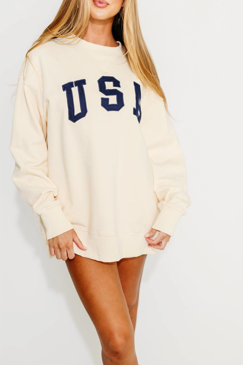 USA 100% Cotton Terry Pullover in Cream