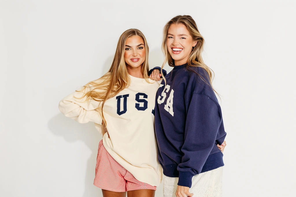 USA 100% Cotton Terry Pullover in Cream
