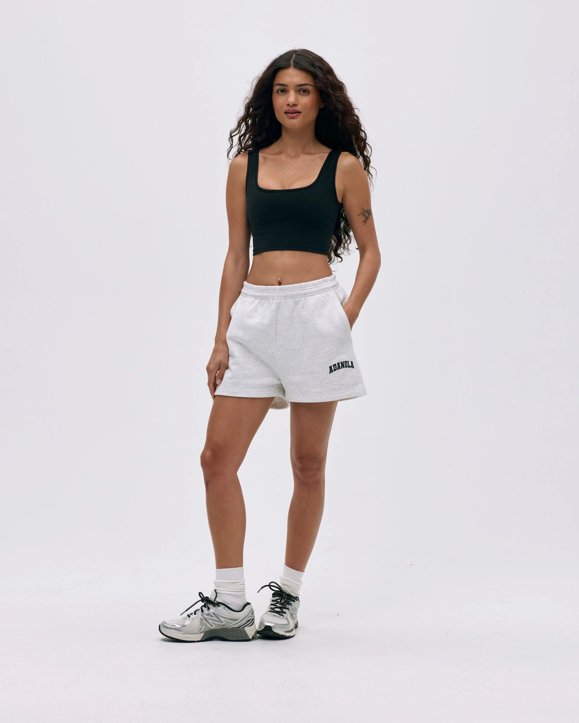 Varsity Sweat Shorts - Light Grey Melange/Black