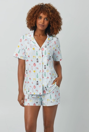 Wedding Party Short Sleeve Classic Shorty Stretch Jersey PJ Set