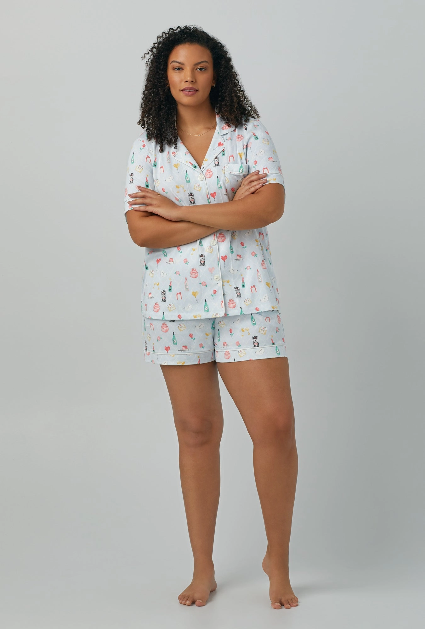Wedding Party Short Sleeve Classic Shorty Stretch Jersey PJ Set