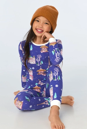 Winter in Paris Long Sleeve Stretch Jersey Kids PJ Set
